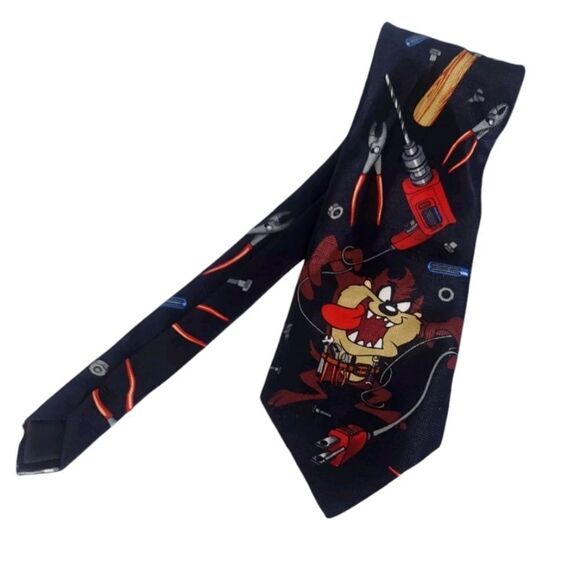 NWT Looney Tunes Warner Bros Tasmanian Devil Taz Tool Mania Contractor Neck Tie - Picture 1 of 4